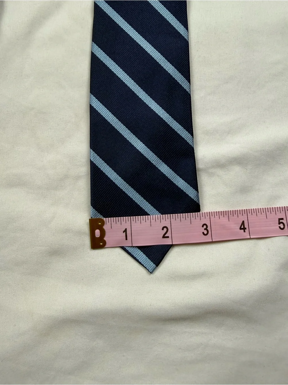 J. Crew 100% English Silk Navy Tie‎ with Light Blue Diagonal Stripes